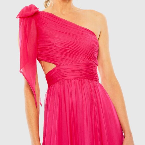 Mac Duggal  Pink Tiered One Shoulder Ruched Gown NWT - Picture 2 of 6